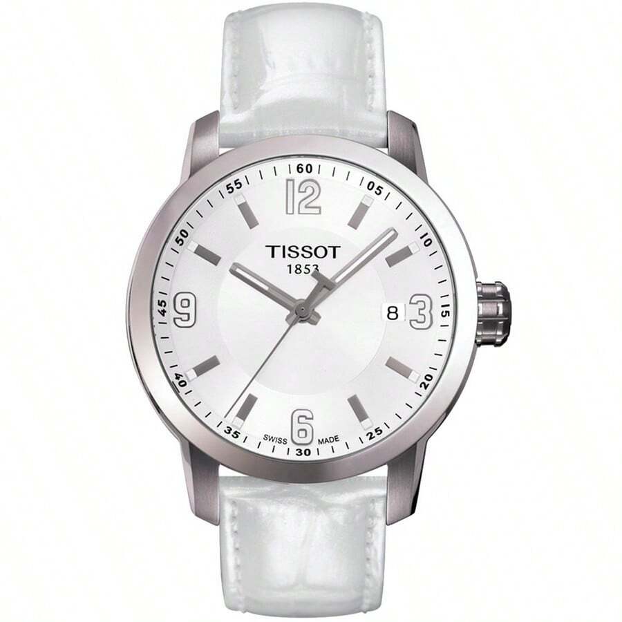 Tissot Men's PRC 200 T0554101601700 Strap Silver Dial Quartz Movement Buckle Clasp 39mm Round Watch - trắng - Xem 1