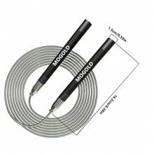 MOGOLD 1 Set Cuerda de saltar profesional MOGOLD de alta velocidad con rodamientos, cuerda de acero para entrenamiento y competición de fitness, ajustable, apto para hombres y mujeres, quema grasa y esculpe el Body