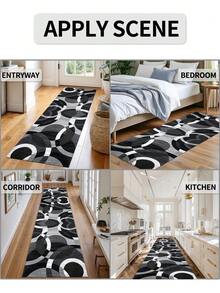 1pc Modern Minimalist Black Area Rug, Washable Non-Slip, 850g/M² For Living Room Bedroom Kitchen Office Entryway