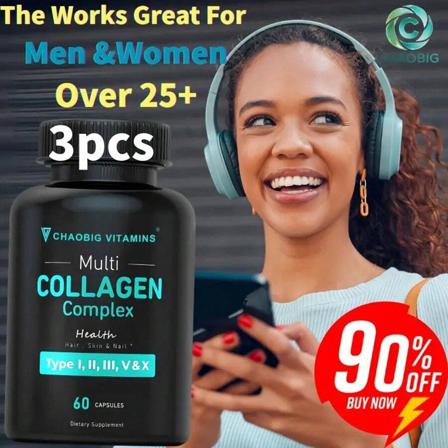 Multi Collagen For Women & Men - Type I, II, III, V, X Supports For Skin, Hair, Nails, Joints & Digestion | Menopause Care (60 Capsules One Bottle) - One bottle-Trail stage - 查看 1