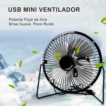 Ventilador pequeño de escritorio, ventilador USB de cuatro aspas de aluminio, silencioso y con viento súper fuerte, mini ventilador portátil para oficina en casa, regalo ideal de verano. - Negro - Ver 4
