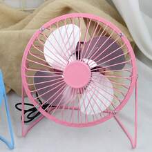 Ventilador pequeño de escritorio, ventilador USB de cuatro aspas de aluminio, silencioso y con viento súper fuerte, mini ventilador portátil para oficina en casa, regalo ideal de verano. - Rosa - Ver 3