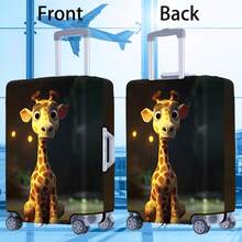 1 pieza Cubierta protectora de maleta reforzada con estampado divertido de jirafa, accesorio de maleta reforzado, adecuado para negocios, viajes de negocios, vacaciones, viajes, facturación de equipaje, vuelta al colegio, para dar color a tu maleta. Adecuado para maletas de 20 a 28 pulgadas. Bolsa para la escuela, accesorios escolares, artículos escolares - Multicolor - Ver 10