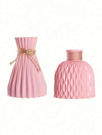1/2 pièces Vases en corde de jute en plastique robuste et ensembles de fleurs artificielles, 6,69 * 4,72 pouces, convenant à la décoration dans les salles à manger, les salons, les balcons, les cafés, les chambres à coucher, les bureaux, les décorations de fête et les cadeaux de la Saint-Valentin