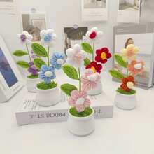 1 件成品手工泡芙钩针盆栽，手工编织盆栽，家居装饰，办公室装饰，汽车装饰，情人节、母亲节、圣诞节礼物 - 彩色 - 查看 1