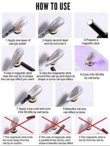 1 Bottle/10ml Satin Glass Pearl Cat Eye Gel, 2025 New 9 Colors Cat Eye Gel, LED UV Salon Gel Polish, DIY Manicure Gift - Multicolor - View 11