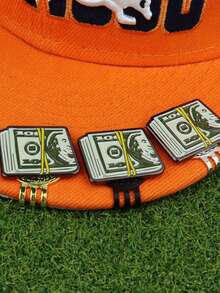 带有高尔夫球标记的创意美元钞票、高尔夫帽夹、带帽夹的磁性金属球标、高尔夫配件 - 彩色 - 查看 4