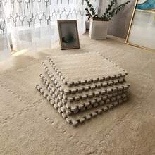 24 块毛绒拼布地毯，蓬松床边地毯，拼图泡沫地垫，方形飘窗垫，美观的房间装饰，适用于客厅、卧室、榻榻米、游戏室，11.81*11.81 英寸，可水洗可修剪，四季皆宜