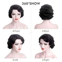 Peluca sintética de los años 20 para mujer, pelo Natural ondulado corto para, Cosplay Retro completo para Halloween,, disfraz diario, peluca Flapper DU7G - Peluca-4 - Ver 7