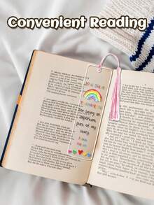 Marcador de página personalizado em acrílico, presente de agradecimento para professores, marcador de página em arco-íris, presente de agradecimento, presente de volta às aulas, presente para alunos e professores. Tamanho 12 x 3 cm.