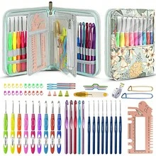 1Set Crochet Hooks Set Ergonomic Knitting Needle Weave Yarn Kits Multi Size DIY Hand Knitting Art Tools Crochet Lovers Beginners