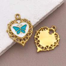 2pcs Fashion Enamel Stainless Steel Butterfly Charm High Quality Gold-Plated Love Butterfly Spacer Beads Pendant For DIY Bracelet Necklace Jewelry Making Craft Accessories