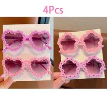 2/3/4/6 Pairs Girls Cute Floral, Heart, Bear Ear, Bow Tie, Fashion Eyeglasses Eyewear, Valentine's Day Gift, Display Card Only (No Shipping) - Multicolor - View 25