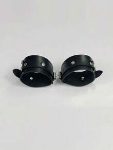 1/2/3件套女士性感可爱内衣套装，包含文胸、吊袜带和手铐/脚铐/手镯，角色扮演服装配饰，适合夜店派对。 - 黑色 - 查看 9