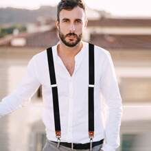 Men Braces For Trousers With 4 Strong Metal Clips, Y-Back 2cm Wide Heavy Duty Adjustable Elastic Suspenders For Men & Women