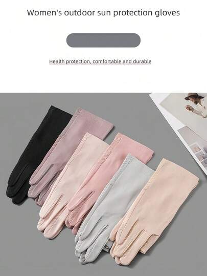 1 par de guantes sin dedos con ribete de encaje fino para mujeres, adecuados para deportes al aire libre, ciclismo, conducción, protección solar, primavera/verano/otoño