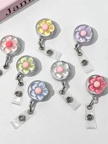 Cute And Multi-Colored Flower Pattern Telescopic Clip, Automatic Rebound Clip, Suitable For Students, Doctors, Nurses, Occupations, Work ID Cards, Campus Cards, Name Tags, Certificates, Card Cases, As Gifts For Friends, Colleagues, Couples, And Classmates On Festivals