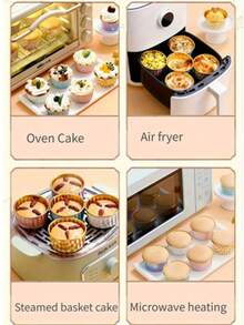 Cakegiugiu 50/100pcs Cake Cups With Lids,Disposable Cupcake Cups With Lids,Heat Resistant Muffin Cups,Cake Paper Holders,Muffin Molds, Baking Tools, Curled Edge Cake Cups,Perfect For Parties,Weddings And Birthdays - 01 - View 9