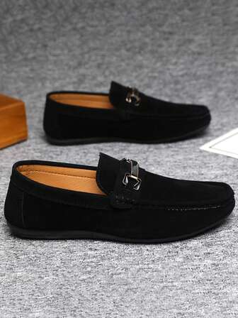 1 Pair Men's Non-Slip Casual Versatile Loafers, New Breathable Slip-On Soft Sole Leather Shoes