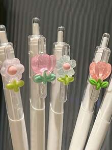 随机赠送可爱花卉速干中性笔、凝胶笔、圆珠笔、可爱花朵按压笔，适合学生和女孩，适合送给孩子、朋友、闺蜜、学校用品、开学季礼物，适合返校 - 彩色 - 查看 1