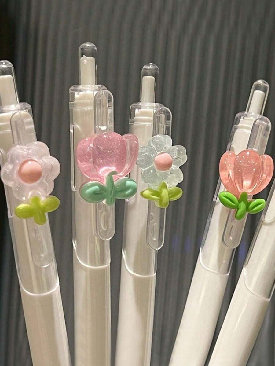 随机赠送可爱花卉速干中性笔、凝胶笔、圆珠笔、可爱花朵按压笔，适合学生和女孩，适合送给孩子、朋友、闺蜜、学校用品、开学季礼物，适合返校 - 彩色 - 查看 1