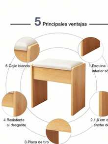 Silla De Tocador Moderna Marrón Para Sala De Maquillaje,Silla de cómoda,Silla de dormitorio, Marrón , Exquisito y pequeño - Marrón - Ver 3