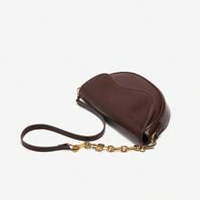 Retro Half-Round Flap Saddle Crossbody Bag, 2025 New Fashion Chain Shoulder Bag For Women, Elegant Personalized Casual Daily Commute Shoulder Bag, Dating Gift - Coffee Brown - View 6