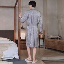 ウェディングパジャマ春と夏の新婚カップルアイスシルクバスローブメンズホーム服 - ZE3301 バスローブ ムーンシャドウグレー - チェックする 6