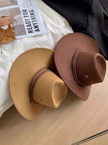 Chapéu de cowboy estilo faroeste (1 peça), ideal para Natal, festas natalinas, Halloween, Dia dos Namorados, Carnaval, passeios a dois, caminhadas, com cordão trançado exclusivo, aba larga e curva, perfeito para cavalgadas e férias.