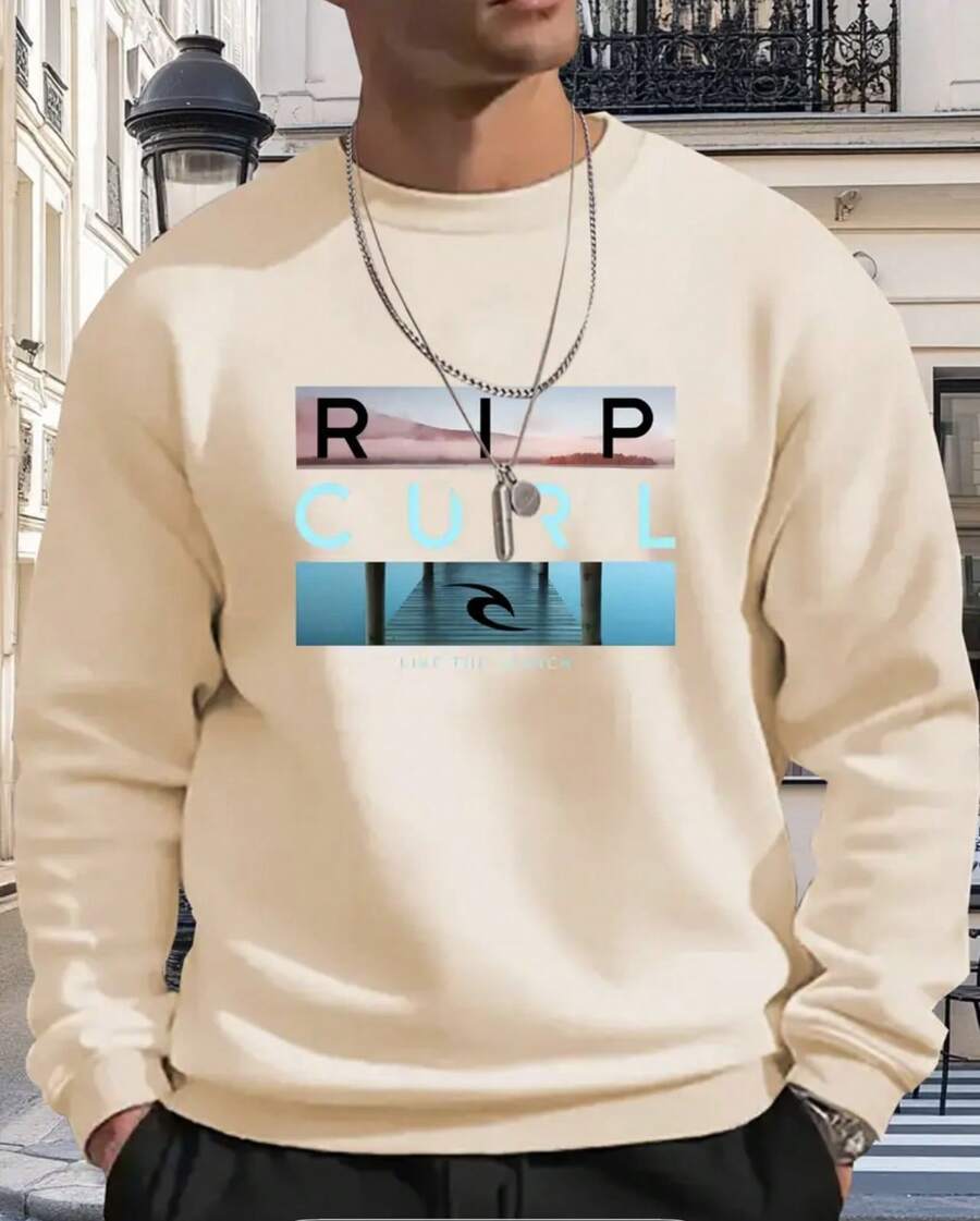 MEN'S SWEATER STYLE SWEATSHIRT 100% PREMIUM COTTON STYLISH - 卡其色 - 查看 1