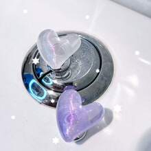 2pcs Heart-Shaped Flashing Flashing Toilet Flush Assist Button, Protecting Nail Art, Indoor And Car Decoration, Drawer And Wardrobe Handle, A More Comfortable Life And A More Exquisite Gift For Friends