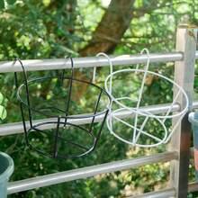 Iron Hanging Flower Bracket Durable Balcony Hanging Garden Shelf For Outdoor Wall Decor