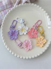 5pcs/Set Plain Pink Sakura Key Chain, Romantic Minimalist Flower Pendant, Gifts For Lovers And Friends, Bag Accessory Student School