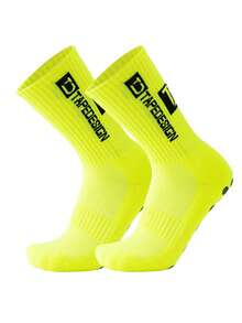 1 paire de chaussettes de sport de football avec lettres pour l'extérieur, chaussettes de sport à fond épais en terry antidérapant, chaussettes d'automne - Multicolore - Voir 9
