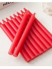 10pcs Slim Straight Candles, Regular Household Lighting Candles, Odorless White & Red Candles, Suitable For Ambiance Creation And Decoration In Bars, Restaurants, Romantic Dinners, Weddings, Birthdays, Ceremonies, Memorials, Home Decor, Power Outages, And Outdoor Camping