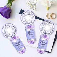 12 piezas Favor de boda Pequeño abanico personal portátil Abanico de mano mini Abanicos a granel pequeños Abanicos lindos para invitados Mujeres y hombres Viaje Campamento Diseño floral morado - Floral púrpura - Ver 4