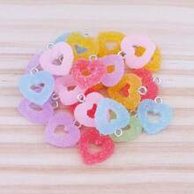10 cái/lô nhiều màu sắc kẹo mềm hình trái tim quyến rũ mặt dây chuyền bằng nhựa quyến rũ cho bông tai vòng tay làm đồ trang sức - Mặt dây chuyền tình yêu rỗng Gummy - Xem 12