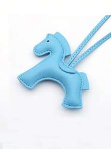 1 件奔腾的骏马和狗钥匙扣 - PU 皮革马术吊饰，14 种颜色（绿色、黑色、粉色、蓝色、黄色、白色、棕色、红色、橙色、棕色、深蓝色、深棕色、黑色、紫色、酒红色） - 可调节钥匙、包包、手机链带 - 情人节男女礼物 - 可与背包搭配