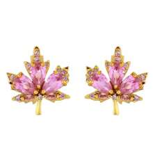 1 Pair Women's Fashionable Earrings, Elegant & Luxurious Maple Leaf Shaped Copper Inlay Synthetic Zirconia, Suitable For Daily, Party, Festival And Couple Gift