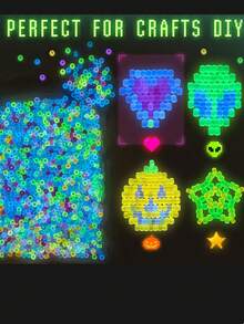 夜光小马珠散装，万圣节珠子 100-1000+ 件 6x9 毫米发珠 Rave Kandi 亚克力手链珠子霓虹发光彩色饰品发珠用于辫子女孩珠宝制作工艺品派对用品 - 彩色 - 查看 8