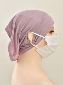 Damen Hijab Islamischer Unterschal Fertig in einfarbig mit Ohröffnung, Hijab Schaltuch Bandanas Kappe als Unterkappe für Hijabs