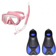 三件套浮潜面罩，防水潜水镜成人游泳镜水肺潜水，浮潜自由潜水高级蛙鞋可调节脚蹼成人长脚蹼游泳蛙鞋，潜水脚蹼，游泳自由泳蛙泳专项训练成人短鸭鞋硅胶潜水浮潜装备，为您带来愉悦的游泳体验，沙滩必需品，沙滩配件，泳池浮板