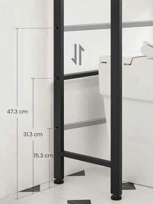 Estantería de Inodoro con 3 Estantes, Estante de Baño Que Ahorra Espacio, Montaje Fácil, Soporte de Lavadora, Estilo Industrial, Marrón Rústico y Negro - Marrón - Ver 3