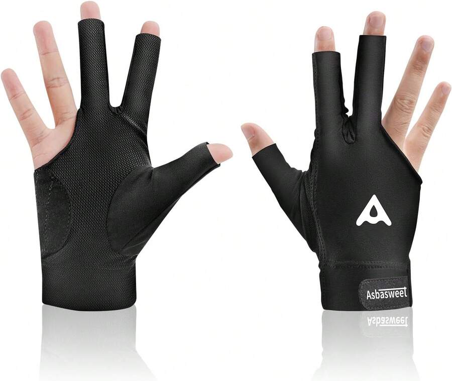 Pool Glove Left Hand, Billiards Gloves 3-Finger Lycra Glove With Anti-Slip Silicone & Breathable – Billiard Gloves Popular Sizes For Men & Women - Black - View 1