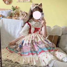 1 chiếc váy liền quần theo chủ đề gấu bông Lolita, trang phục hóa trang phong cách Lolita dễ thương thích hợp cho các bữa tiệc, biểu diễn, ngày lễ, quà tặng ngày lễ tình nhân và trang phục hàng ngày, chỉ mặc váy, trang phục Halloween - Nhiều màu - Xem 2