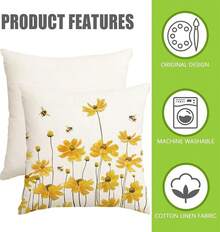 Summer Outdoor Pillow Covers 18x18 Set Of 2 Waterproof Daisy Throw Pillow Covers Spring Decorative Farmhouse Cousion Case For Patio Furniture Garden Home Sofa Couch Yellow - 黃色 - 查看 8