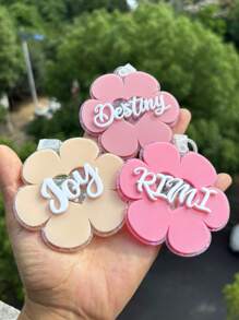 Daisy Custom Bag Charm, Backpack Tags, Girls Keychain, Tag, Acrylic Keychain, Groovy Letter Charm, Backpack Name Tag, Glitter Daisy Back To School Gifts