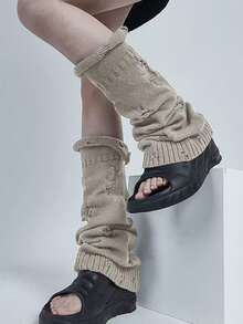 polve 亚文化灰、白、黑破洞宽松千禧宝贝白色腿套，Y2K风格加厚堆堆腿套，女士春夏圣诞礼物 - 常規款 - 查看 10