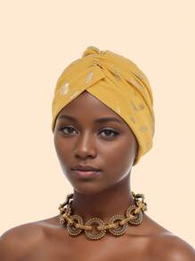 女式发带吸汗带 1 件羽毛和金箔头巾帽，适合日常佩戴、派对、旅行和户外（仅头巾）发饰时尚发带美容头带秋季配饰 - 彩色 - 查看 8