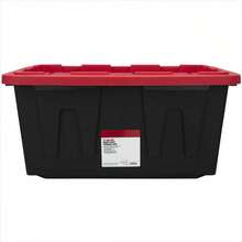 4-Pack 27-Gallon Heavy Duty Storage Bins - Black & Red Snap Lid Containers For Garage Industrial Organization - 27gal - View 3